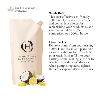 Coconut & Lemon Hand & Body Wash - 300ml